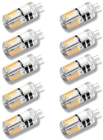 NQWKMZMDJ 10 Pack G4 LED Bulb 12V AC/DC, JC Bi-Pin Base 2W G4 Bulb Equivalent 20W T3 Halogen Lamp, Warm White No Flicker 3000K LED Lights 200 Lumen for Chandelier Pendant Wall Home Lighting