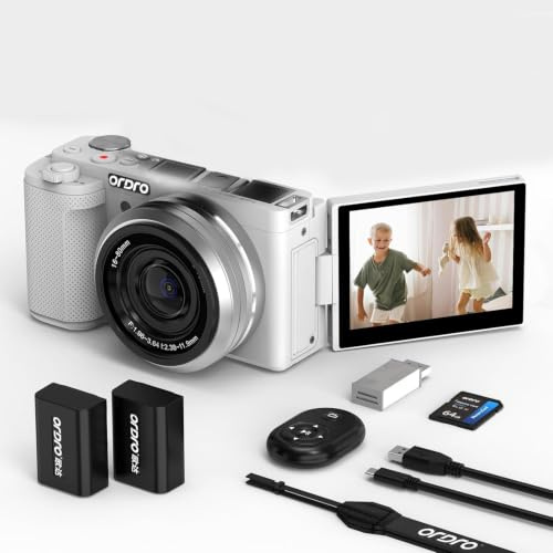 ORDRO NOUVEAU G930 Appareil photo sans miroir Zoom optique Vlog 5K/30fps, 4K/60fps Appareils photo numériques pour photographie et vidéo (blanc)