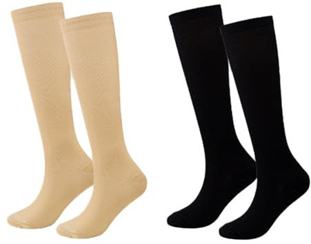 EIYVPRA Chaussettes de Compression, 2 Paires 15-20 mmHg Bas de Contention pour Femmes et Hommes, bas de contention femme, bas de contention, Chaussettes de Compression, entorse de la cheville