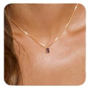 SIXDUTON Collier pour Femme avec Pierre de Naissance, 14 Carats Plaqué Or Pendentif Bijoux, Idée Cadeau Femme Fille Amie Mère Copine pour Anniversaire Noël Saint Valentin (02-Février (Améthyste))
