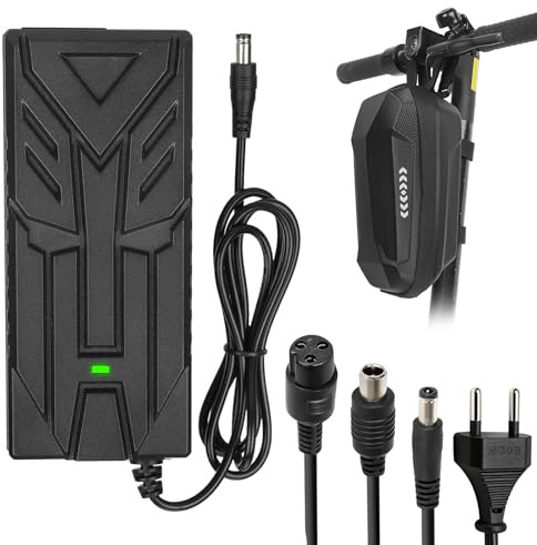 HPGAAVD Cargador Patinete Electrico，42V 2A Cargador Patinete Xiaomi，36V Carrgador Universal baterías Litio con 3 Conectores，Carga rápida para Hoverboard,E-Bike,Scooter+2L Bolsa Impermeable