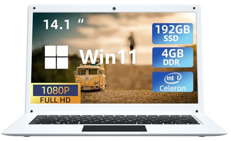 Morostron Ultrabook N3450 W11 de 14 pulgadas (hasta 2,2 GHz), pantalla IPS Full HD (1920 x 1080), 4 GB de RAM, 192 GB de memoria RAM 192 GB eMMC de 8000 mAh con batería y puertos de expansión múltiple