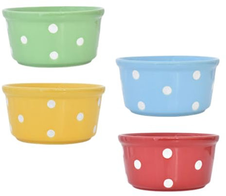 Cabilock Lot De 4 Moules À Pâtisserie En Céramique À Pois Imprimés Bols À Dessert Pour Mousse Tiramisu Gelée Pudding Lavables Au Lave-vaisselle