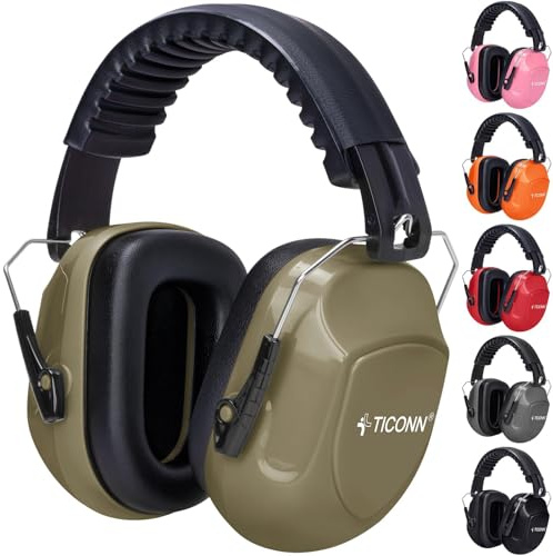 TICONN Noise Cancelling Ear Muffs for Adults, SNR 33dB Hearing Protection, Adjustable Safety Earmuffs for Construction (FDE)