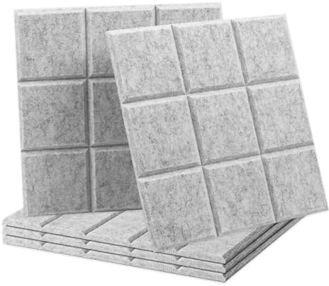 5 Stück Filz Pinnwand Selbstklebend, 30 x 30 cm Selbstklebende Korktafel Hohe Dichte Akustikplatten Selbstklebend Schalldämmung Wand tür Decken für Gaming Deko Büros Studios (Grau)
