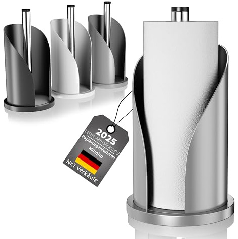 Küchenrollenhalter Edelstahl, Toilettenpapierhalter, freistehender Badezimmer-Gewebeorganisator, Rolllagerhalter, Papierhandtücher-Spender (Grau)