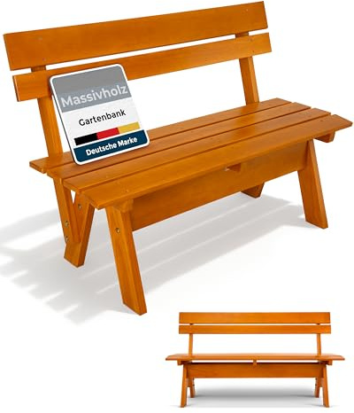 Beautissu Panca Panchina da Giardino in Legno Massiccio Resistente alle Intemperie 2 Posti a Sedere 120 cm – Panchine Panchina da Esterno all'aperto Durevole Robusta per Balcone Terrazza – GR