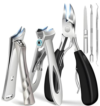 Nagelknipser Fußnägel,6 PCS Pediküre Set, Adlerschnabel Nagelknipser Set, Edelstahl Große Nagelzwicker, Fußnagelzange Für Senioren,Dicke Zehennägel,Eingewachsene Fußnägel,Schwarz