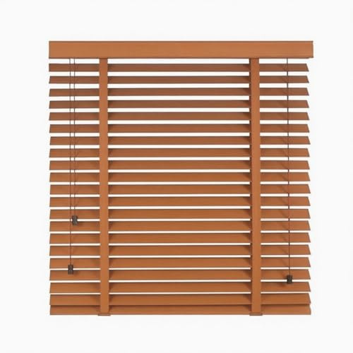AJTXCSFOQL Horizontal Venetian Blinds for Patio Doors, 5 cm Slat Wood Blind 170 70 80 85 115 120 140 160 50 165 Wide, Cordless Blackout Privacy Shades Mini Blinds for Interior Windows(Orange)