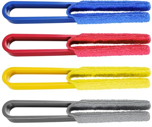 ElevateTech Jalousien Reinigungsbürste Set, 4 Stück Jalousienreiniger mit 4 Mikrofaserhüllen Reinigungsbürste für Lamellenjalousien Lüftungsschlitze von Klimaanlagen Ventilatoren Autolüftungsschlitze