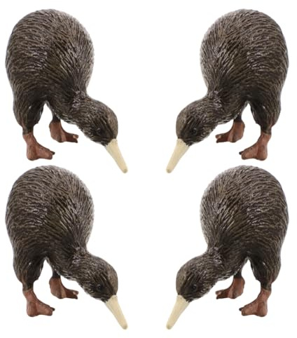 VICASKY 4-Teiliges Kiwi-Vogeldekor Realistische Vogelfiguren Aus Harz Tiermodelle Für Innenbereich Gartenvogeldekor Pädagogische Deko Für Zuhause Schule Und Mini-Landschaften