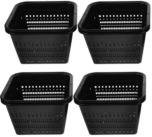 DIYEAH Macetas de Malla para Hidroponía 4 Unidades Cesta de Cultivo Hidropónico de Plástico Negro 180 Vaso de Red para Plantas Acuáticas sin Tierra Maceta Pequeña para Reutilizable