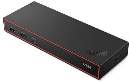 Lenovo ThinkPad USB4 Dock 5000, 40Gbps Bandwidth, Universal Compatibility, 65W Charging, Multiple Display Support, Black