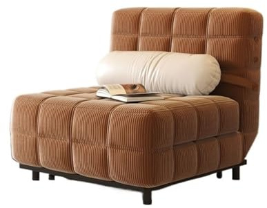 Bäddsoffa 5-läges justerbar hopfällbar bäddsoffa, stoppad sovfåtölj for vardagsrum(Caramel)