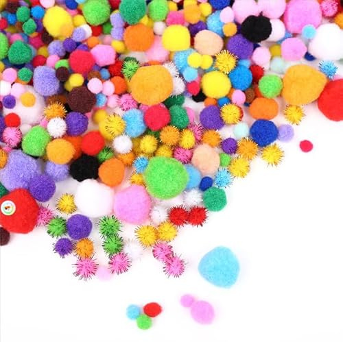1000 Stück Bastelpompons 1-3 cm, Mehrfarbige Pompons zum Basteln, DIY Handwerk Pompoms Bälle für Ostern, Weihnachten Pom Poms Partydekoration & Kreative Projekte