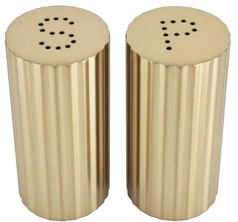 Hamwesh Set di saliere e pepiere dorate, barattoli in acciaio inossidabile 304 per sale, zucchero e con base antiscivolo per cucinare barbecue, regali per la casa nuova (GOLD)