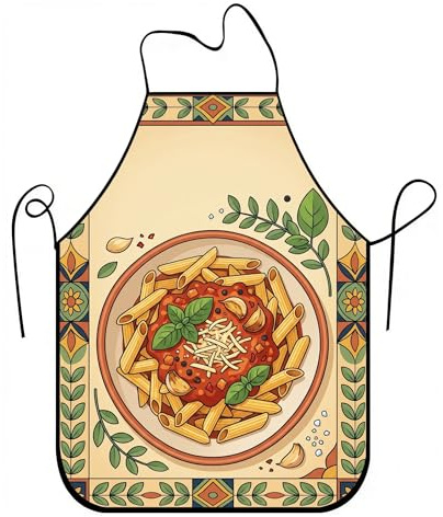 Delantal de pasta vintage para cocinar, delantal culinario decorativo para adultos, estilo rústico italiano, lavable, barbacoa, jardinería, Beige, 24x31 Inch