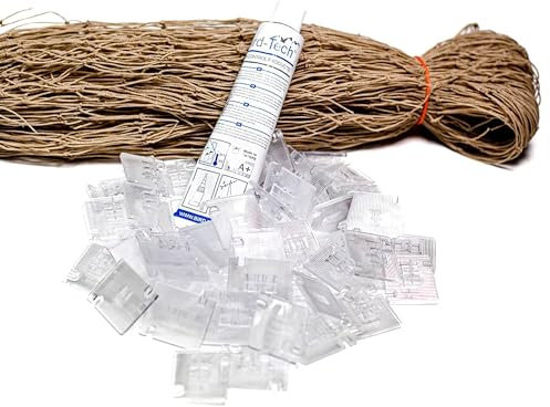 Bird-Tech TM Katzennetz für Balkon Steinfarbe + 100 Haken + 2 Transparent Kleber 80ml (5X5 MTS)