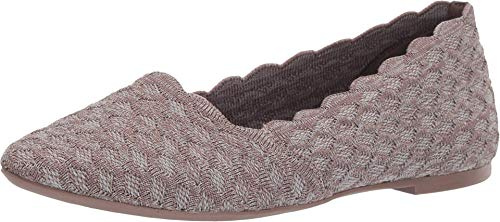 Skechers Femme Cleo-Honeycomb Ballerines Bout fermé, Marron (Dark Taupe Flat Knit Dktp), 39.5 EU