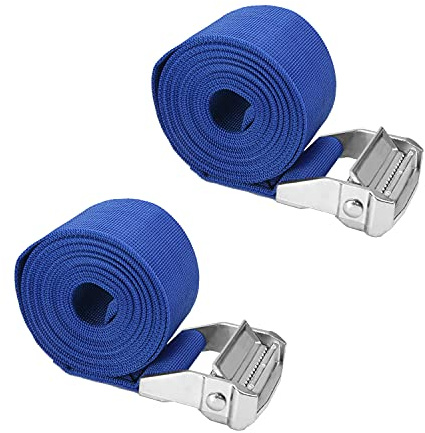 MroMax Lot de 2 sangles d'arrimage avec boucle de verrouillage à came Bleu 4 m x 5 cm Charge de travail 51 kg