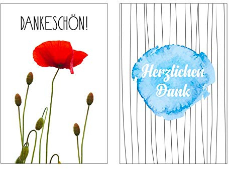 2 Stück Premium Dankeskarten (Klappkarten) mit 2 Umschlägen, Danke, Dankeschön, Karten, Dankekarten, Hochzeit, Geburt, Baby, Taufe, Abschied, Geburtstag, Jubiläum