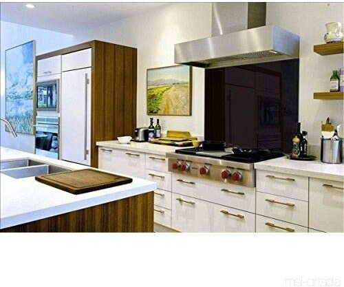 Home Supplies Black Splashbacks for Cookers, Toughened Glass Heat Resistant Splashback for Kitchen (Black, 6075B)