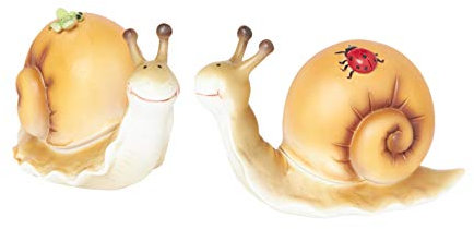 HEITMANN DECO Set di 2 lumache grandi – arancione – con farfalla e coccinella – decorazione per casa o giardino, ca. 15 cm