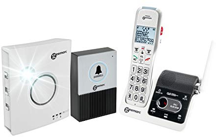 Geemarc Amplidect 595 U.L.E Doorbell - Amplified Cordless Telephone with Intercom System - Ringer and Doorbell Included - Medium to Severe Hearing Loss - Hearing Aid Compatible - UK version