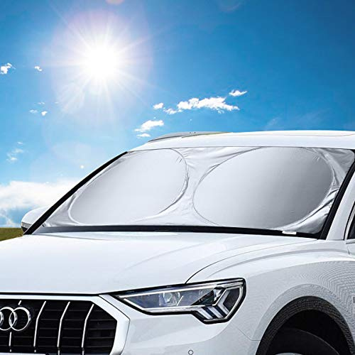 Orlegol Parasol para Parabrisa, Parasoles de Coche Delantero, Parasol Coche Parabrisas Protector Parasol de Coche Resistente a los Rayos UV y a Luz de Sol, Apto a la Mayoría de Coches y Suvs -150x70cm
