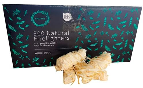 Eco Barn Natural Firelighters (Box of 300) Natural Fire Lighters for Wood Burners, Pizza Ovens & Open Fires. BBQ Lighters, Fire Starters for Log Burners – Genuine Eco-Barn Fire Wood & Eco Firelighters