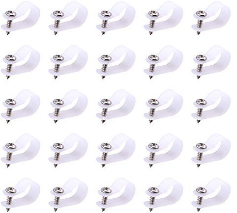 Swpeet 60 Stück weiße Nylon-Kunststoff-Kabel-Clips, 1,6 cm (5/8 Zoll), R-Typ, Nylon-Schraubbefestigungsschnur, Befestigungsclips mit 60 Schrauben für Drahtmanagement (5/8 Zoll, weiß)