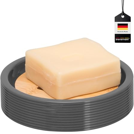 bremermann Seifenschale Segno aus Bambus und Kunststoff // Seifenhalter für Stückseife (Grau)