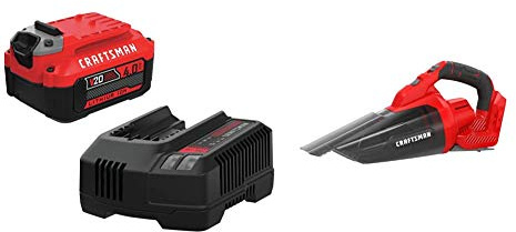 CRAFTSMAN V20 Handheld Vacuum with Battery Kit, Charger Included, 4.0-Ah (CMCVH001B & CMCB204-CK)