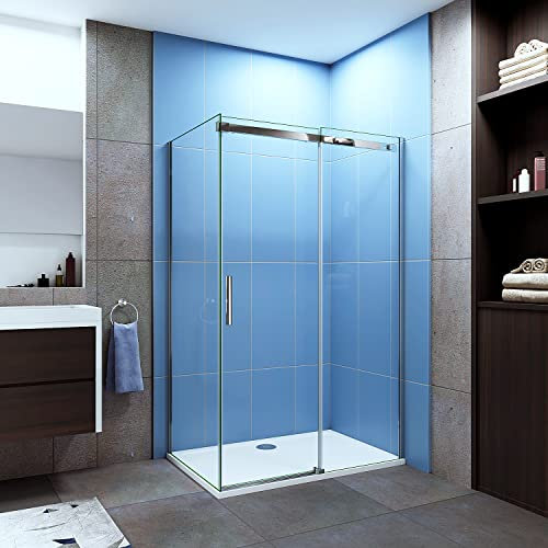 Aica Sanitär 140x90cm Duschkabine Duschabtrennung Nischentür Dusche Drehtür aus 6mm Sicherheitsglas