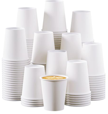 Turbo Bee Paquete de 300 vasos de papel desechables de 8 onzas, taza de café de papel blanco, tazas de espresso, taza de bebida caliente/fría para fiestas, viajes y eventos
