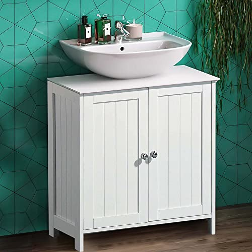 Albert Austin Wooden Under Sink Bathroom Storage Unit | Bathroom Organiser | Wall Mountable And Free Standing Cabinets | Sleek Design | Bathroom Supplies Toilet Paper Storage | Bathroom Furniture
