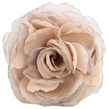 KABELIF Damen Rose Brosche, Ansteckblume, Haarspange, Haarclip, Rosen Haarnadeln Haarblüte Haarschmuck 8CM (Aprikose)