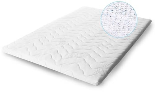 Letti Moderni Gel Latex Topper 90x200cm - Mittelfester Matratzentopper 90x200cm H2 RG 65, 7 Zonen, Antiallergisch, Öko-Tex® Standard, Waschbar Bezug, Für Rückenschmerzen, Anti Milben