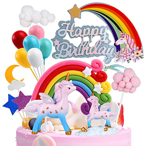 OSDUE Décoration de Gâteau, 3D Poney Ange Cupcake Toppers, Cupcake Décoration, Collection de Figurines de Gâteau D'anniversaire, Gâteau Toppers pour Enfants Fête d'anniversaire 15PCS