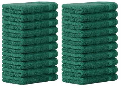 Luckytowel Seiftücher Set 30x30cm – Oeko-TEX kleine Waschlappen Set aus 100% Baumwolle mit 600 g/m² – mit Aufhängeschlaufe – flauschig & saugstark – Gästehandtücher 30x30 – 50er Pack Grün