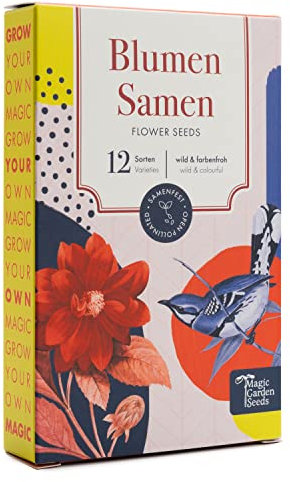 Semi di fiori - semi ad impollinazione aperta di 12 varietà di fiori colorati per giardino, orto rialzato e balcone - selvatici e colorati - set per principianti adatto come regalo o per uso personale