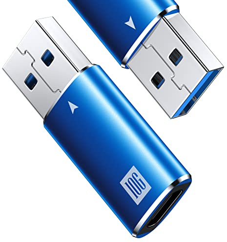 [10Gbps] Adaptador USB C Hembra a USB Macho, USB 3.1 A a USB C Super Speed Adaptador para iPhone 17 Air Pro Max , iphone 16 15 Plus Pro Max, Auriculares tipo C,Laptop, Cargador, Quest Link- Blue.