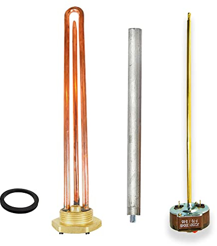 GOLDMAN SERVICE Kit Resistencia Termo Eléctrico Monoblock Roscada de 1¼ Pulgadas - Termostato - Anodo Magnesio - Junta. Recambio para Calentador de agua, Acumulador Solar, Caldera (2000W)