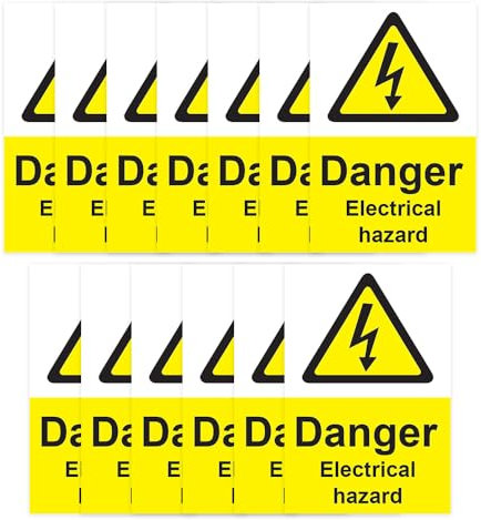 RDLCAR Electrical Hazard Stickers Pack of 13 Durable High Visibility Safety Labels Self Adhesive Vinyl 150mm x 100mm
