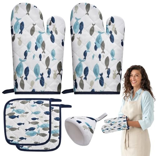5er Set Topflappen Handschuhe, Hitzebeständige Topfhandschuhe und Ofenhandschuhe, Topfdeckel-Isolierkappe, Geeignet für Kochen, Backen, Grillen