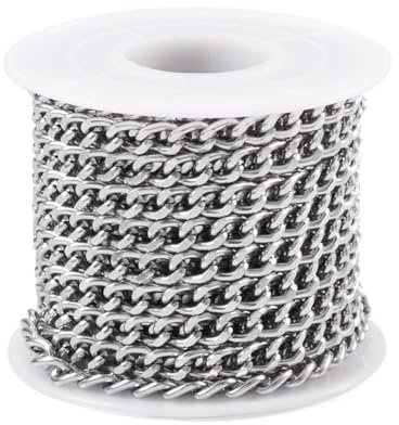 Boutigem Catena a maglia barbazzale in alluminio, 5 m, non saldata, intrecciata, con maglie grosse, 7 x 5 x 1,5 mm, per la creazione di collane e gioielli fai da te