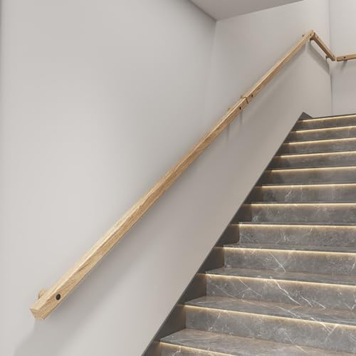Handläufe Holz für Treppen Rutschfester Handlauf mit Halterungen Treppengeländer Innen Aussen für Kinder Loft Dekor,Anpassbare Länge (30cm)
