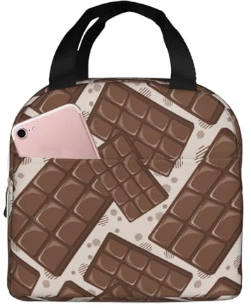 Loncheras aisladas para hombres y mujeres, trabajo, bonita bolsa térmica suave con patrón de chocolate, aislada para viajes, a prueba de agua, lonchera pequeña para adultos, para hombres y mujeres