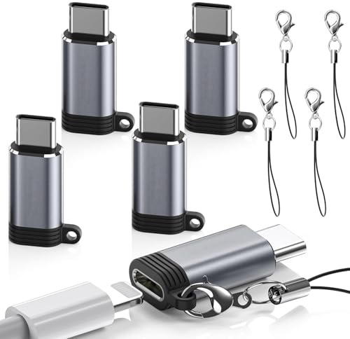 5 Pack USB C to Lightning Charge Adapter for iPhone 16 15, Lightning to USB C Adapter with Fast Charge Data Transfer for iPhone 16 15 Plus Pro Max, Galaxy S24 S23, Pixel 8 7 6, iPad Pro, Macbook Pro
