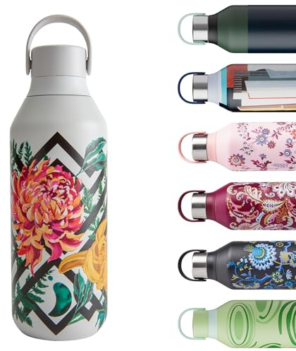 Chilly’s Gourde Emma Bridgewater - Bouteille Isotherme en INOX, Réutilisable pour Boissons Chaudes & Froides - Étanche, sans Condensation - Woven Dahlia, 500ml